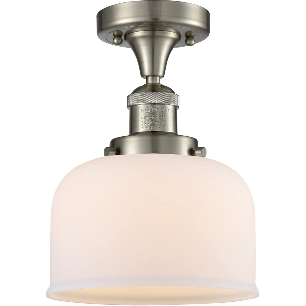 Innovations 517-1CH-SN-G71-LED 1 Light Vintage Dimmable LED Semi-Flush Mount, Brushed Satin Nickel