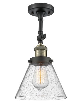 Innovations 201F-BAB-G44 1 Light Semi-Flush Mount, Black Antique Brass