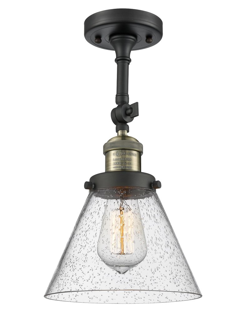 Innovations 201F-BAB-G44 1 Light Semi-Flush Mount, Black Antique Brass
