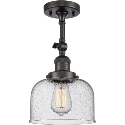 Innovations 201F-OB-G74-LED Transitional LED Semi-Flush Mount from Franklin Restoration Collection in Bronze/Dark Finish,