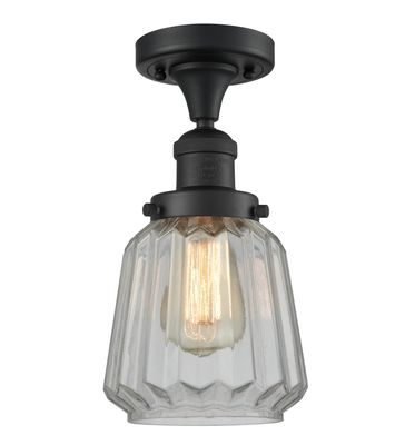 Innovations 517-1CH-BK-G142 1 Light Semi-Flush Mount, Matte Black