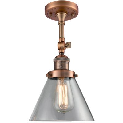 Innovations 201F-AC-G42-LED Traditional LED Semi-Flush Mount from Franklin Restoration Collection in Copper Finish,