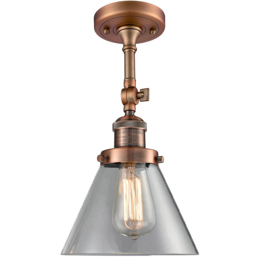 Innovations 201F-AC-G42-LED Traditional LED Semi-Flush Mount from Franklin Restoration Collection in Copper Finish,