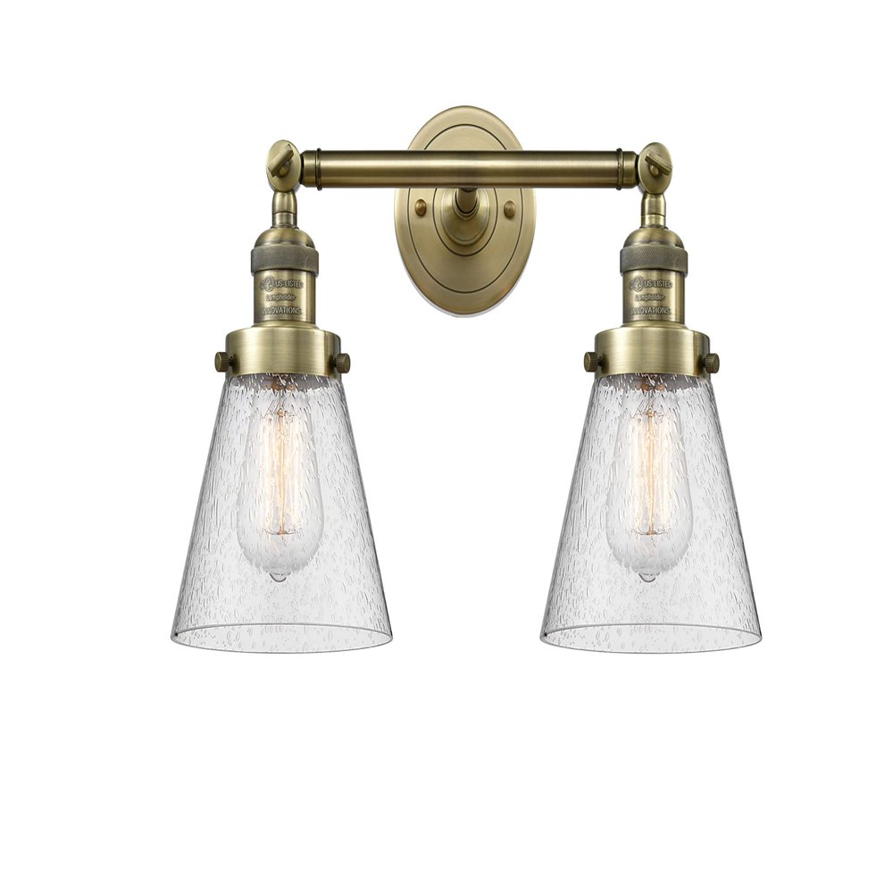 Innovations 208-AB-G64 2 Light Bathroom Fixture, Antique Brass