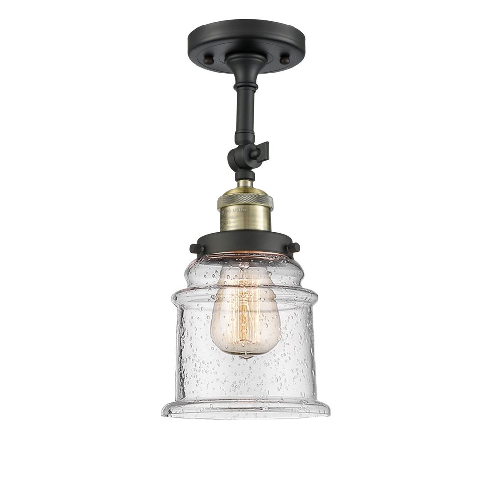 Innovations 201F-BAB-G184 1 Light Semi-Flush Mount, Black Antique Brass