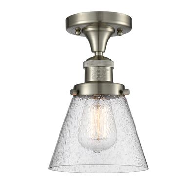Innovations 517-1CH-SN-G64-LED 1 Light Vintage Dimmable LED Semi-Flush Mount, Brushed Satin Nickel