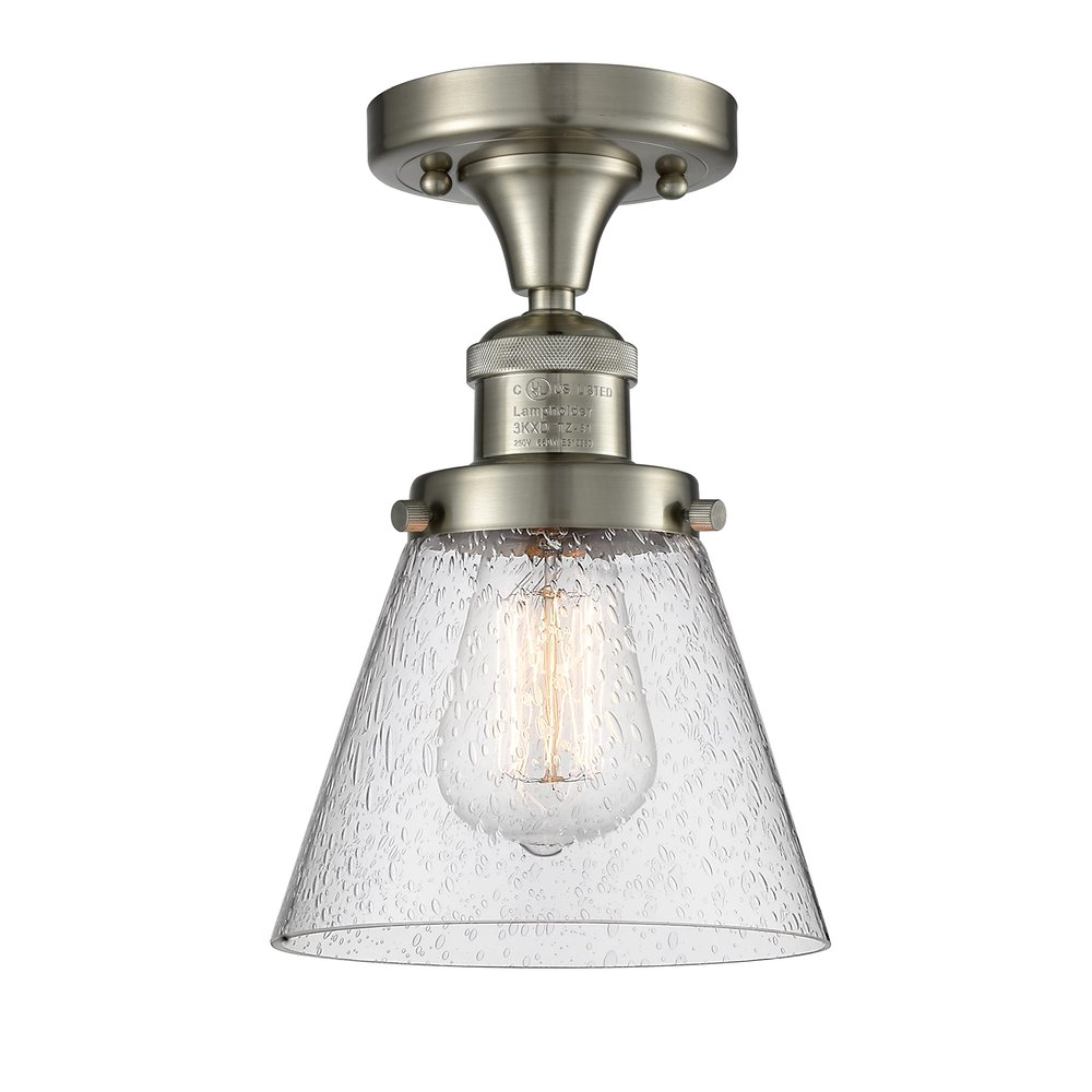 Innovations 517-1CH-SN-G64-LED 1 Light Vintage Dimmable LED Semi-Flush Mount, Brushed Satin Nickel