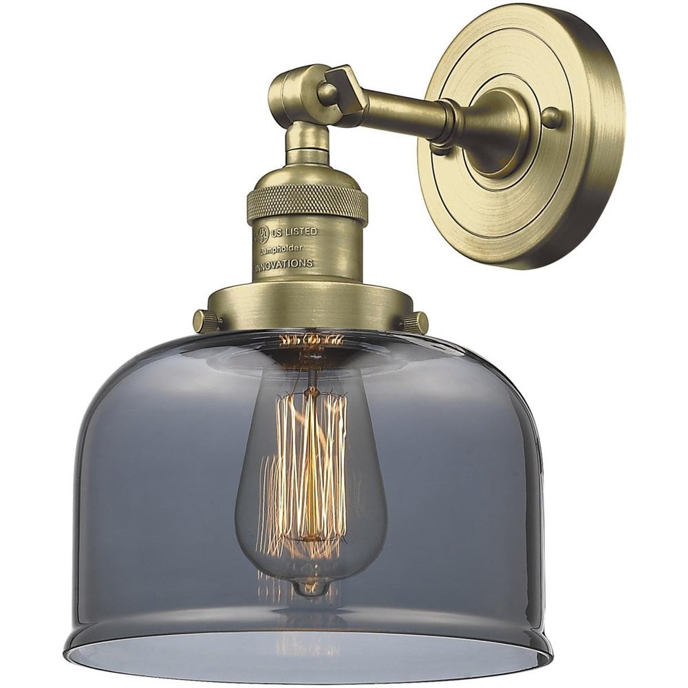 Innovations 201F-AB-G73 1 Light Semi-Flush Mount, Antique Brass
