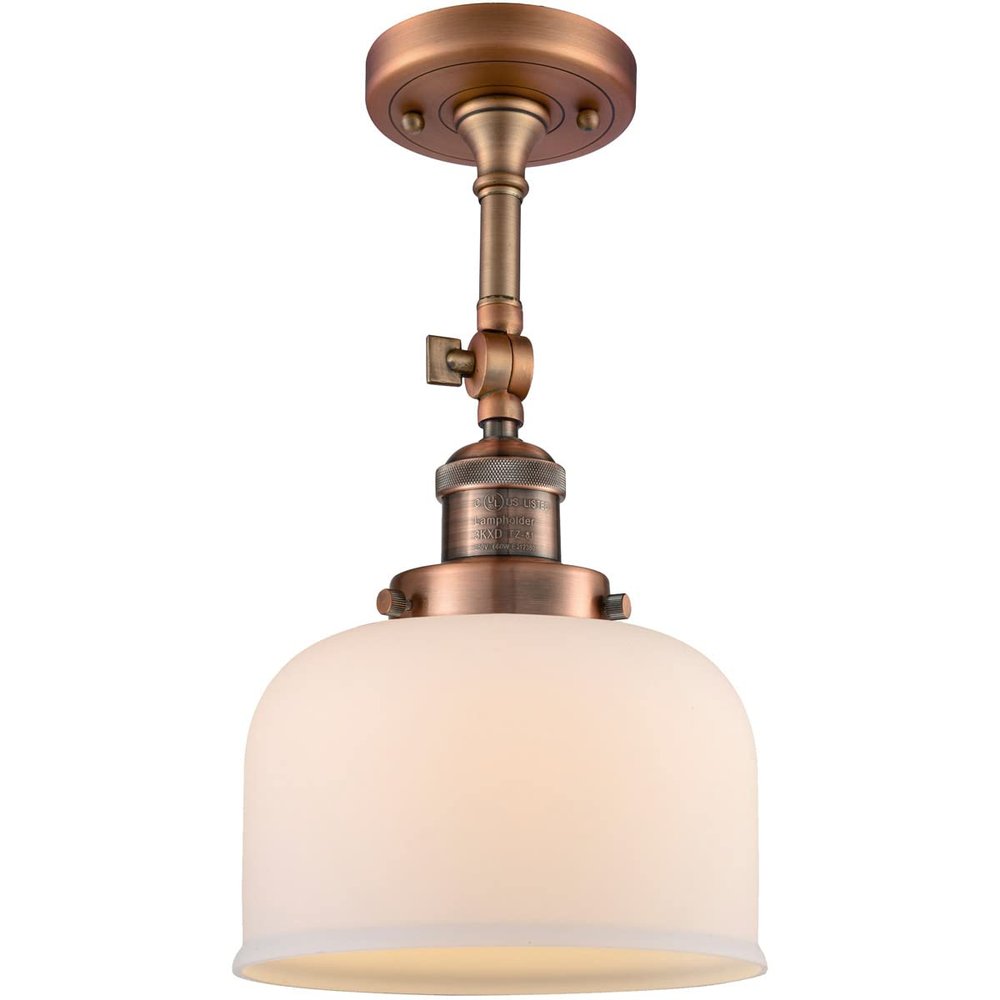 Innovations 201F-AC-G71-LED Traditional LED Semi-Flush Mount from Franklin Restoration Collection in Copper Finish,