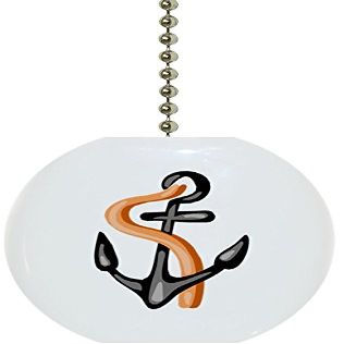 Carolina Hardware and Decor 3135 Anchor Nautical Ceramic Fan Pull