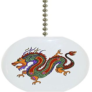 Carolina Hardware and Decor 1019F Asian Dragon Ceramic Fan Pull