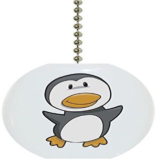 Carolina Hardware and Decor 1654F Baby Penguin Animal Ceramic Fan Pull