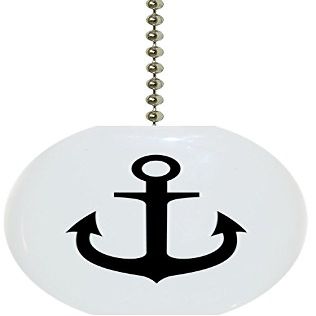 Carolina Hardware and Decor 2212F Black Anchor Nautical Solid Ceramic Fan Pull