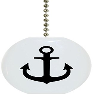 Carolina Hardware and Decor 2212F Black Anchor Nautical Solid Ceramic Fan Pull