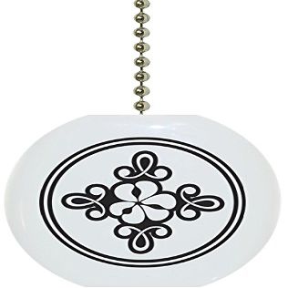 Carolina Hardware and Decor 1940F Black & White Scroll Flower Floral Country Solid Ceramic Fan Pull