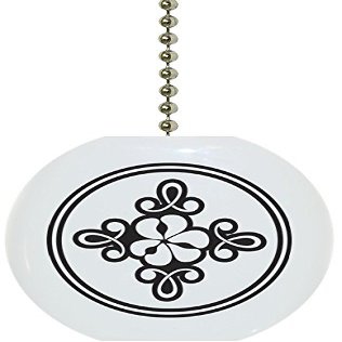Carolina Hardware and Decor 1940F Black & White Scroll Flower Floral Country Solid Ceramic Fan Pull