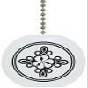Carolina Hardware and Decor 1940F Black & White Scroll Flower Floral Country Solid Ceramic Fan Pull view 1