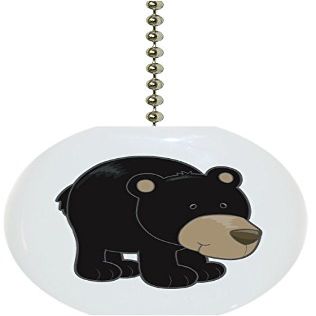Carolina Hardware and Decor 1688F Black Bear Cub Ceramic Fan Pull