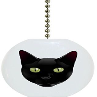 Carolina Hardware and Decor 1582F Black Cat Head Ceramic Fan Pull