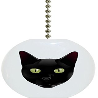 Carolina Hardware and Decor 1582F Black Cat Head Ceramic Fan Pull