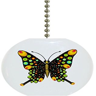 Carolina Hardware and Decor 1081F Black Butterfly Solid Ceramic Fan Pull
