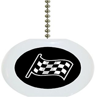 Carolina Hardware and Decor 1111F Black Checkered Flag Ceramic Fan Pull