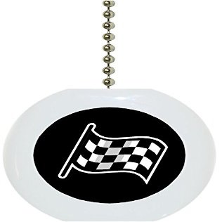 Carolina Hardware and Decor 1111F Black Checkered Flag Ceramic Fan Pull