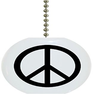 Carolina Hardware and Decor 1609F Black Peace Sign Ceramic Fan Pull
