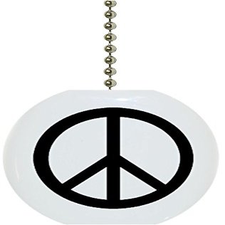 Carolina Hardware and Decor 1609F Black Peace Sign Ceramic Fan Pull