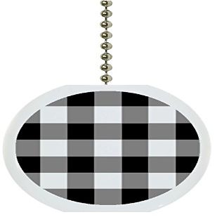 Carolina Hardware and Decor 1199F Black Gingham Solid Ceramic Fan Pull