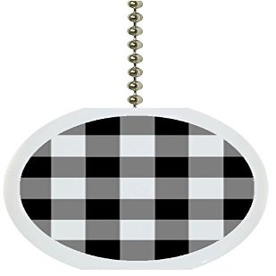 Carolina Hardware and Decor 1199F Black Gingham Solid Ceramic Fan Pull