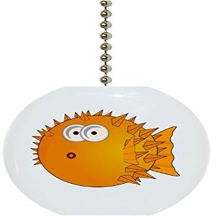 Carolina Hardware and Decor 1732F Blowfish Puffer Fish Nautical Ceramic Fan Pull