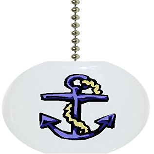 Carolina Hardware and Decor 3136 Blue Anchor Nautical Ceramic Fan Pull