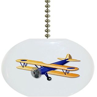 Carolina Hardware and Decor 3132 Blue Airplane Biplane Ceramic Fan Pull