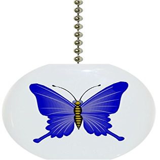 Carolina Hardware and Decor 1078F Blue Butterfly Ceramic Fan Pull