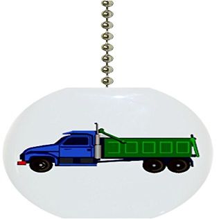 Carolina Hardware and Decor 1166F Blue Green Dump Truck Ceramic Fan Pull