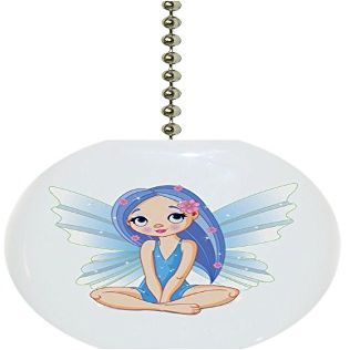 Carolina Hardware and Decor 1539F Blue Fairy Solid Ceramic Fan Pull