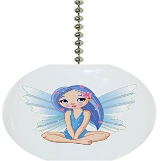 Carolina Hardware and Decor 1539F Blue Fairy Solid Ceramic Fan Pull
