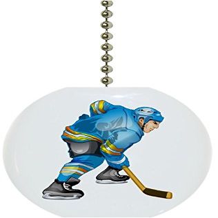 Carolina Hardware and Decor 1806F Blue Hockey Player Ceramic Fan Pull