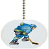 Carolina Hardware and Decor 1806F Blue Hockey Player Ceramic Fan Pull view 1