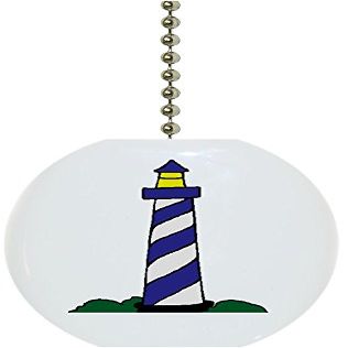 Carolina Hardware and Decor 1270F Blue Lighthouse Ceramic Fan Pull