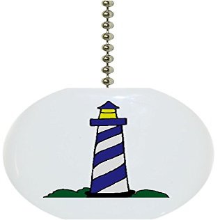 Carolina Hardware and Decor 1270F Blue Lighthouse Ceramic Fan Pull