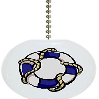 Carolina Hardware and Decor 1310F Blue Nautical Preserver Ceramic Fan Pull
