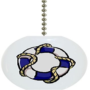 Carolina Hardware and Decor 1310F Blue Nautical Preserver Ceramic Fan Pull
