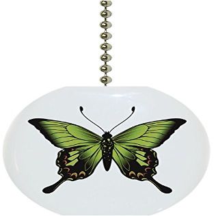 Carolina Hardware and Decor 1988F Bright Green Butterfly Butterflies Solid Ceramic Fan Pull