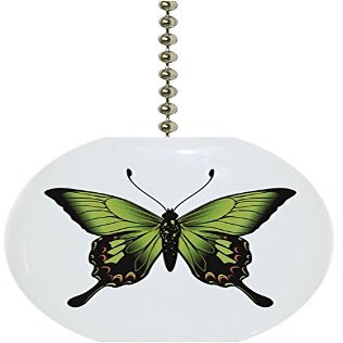 Carolina Hardware and Decor 1988F Bright Green Butterfly Butterflies Solid Ceramic Fan Pull
