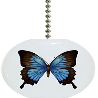 Carolina Hardware and Decor 1987F Blue Mountain Swallowtail Butterflies Solid Ceramic Fan Pull