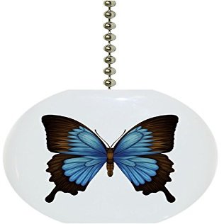 Carolina Hardware and Decor 1987F Blue Mountain Swallowtail Butterflies Solid Ceramic Fan Pull