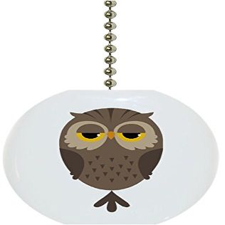 Carolina Hardware and Decor 1576F Cartoon Owl Animal Ceramic Fan Pull