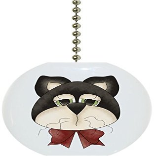Carolina Hardware and Decor 1931F Cat Head Country Solid Ceramic Fan Pull